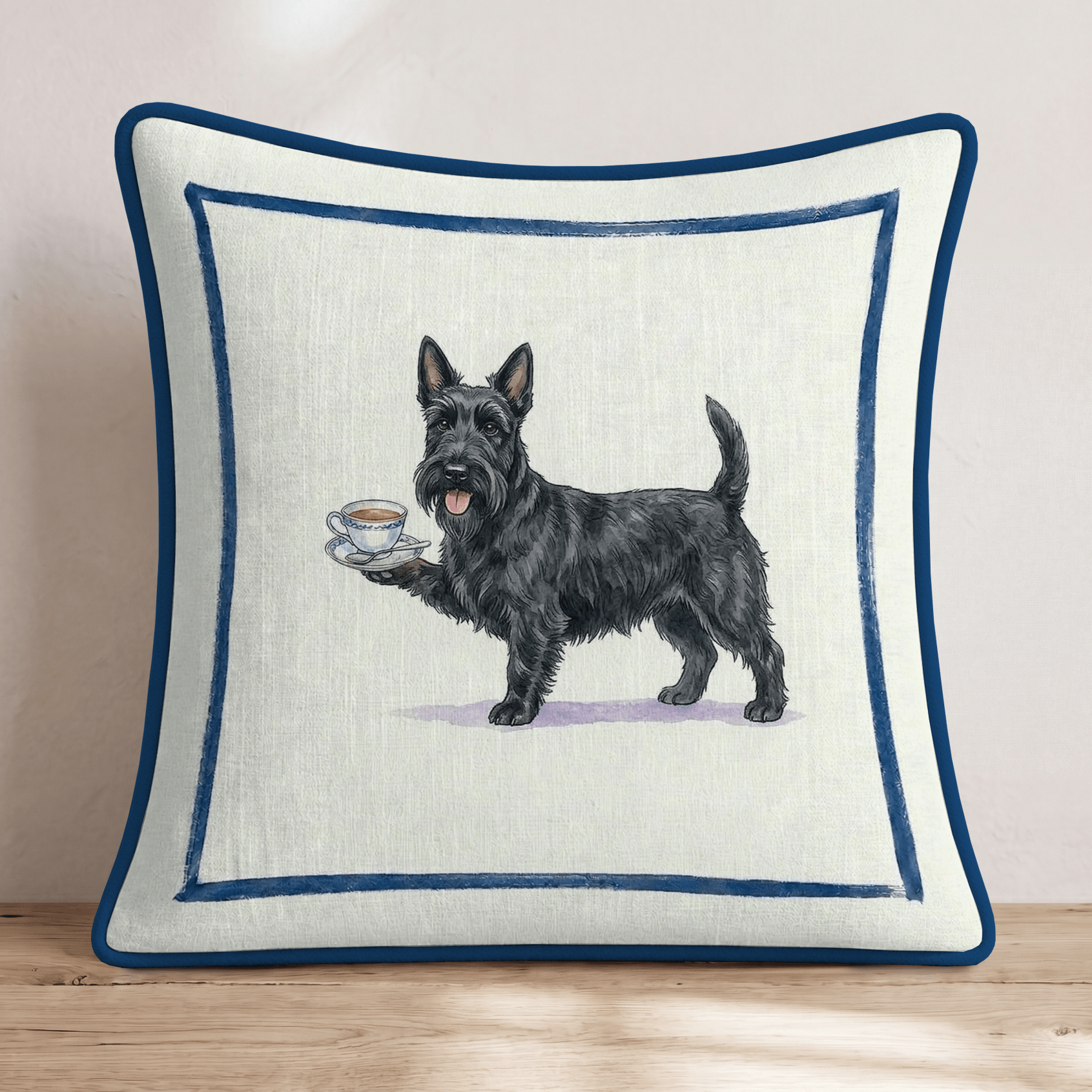 Tea Time Scottie Throw Pillow - Hillcroft Home