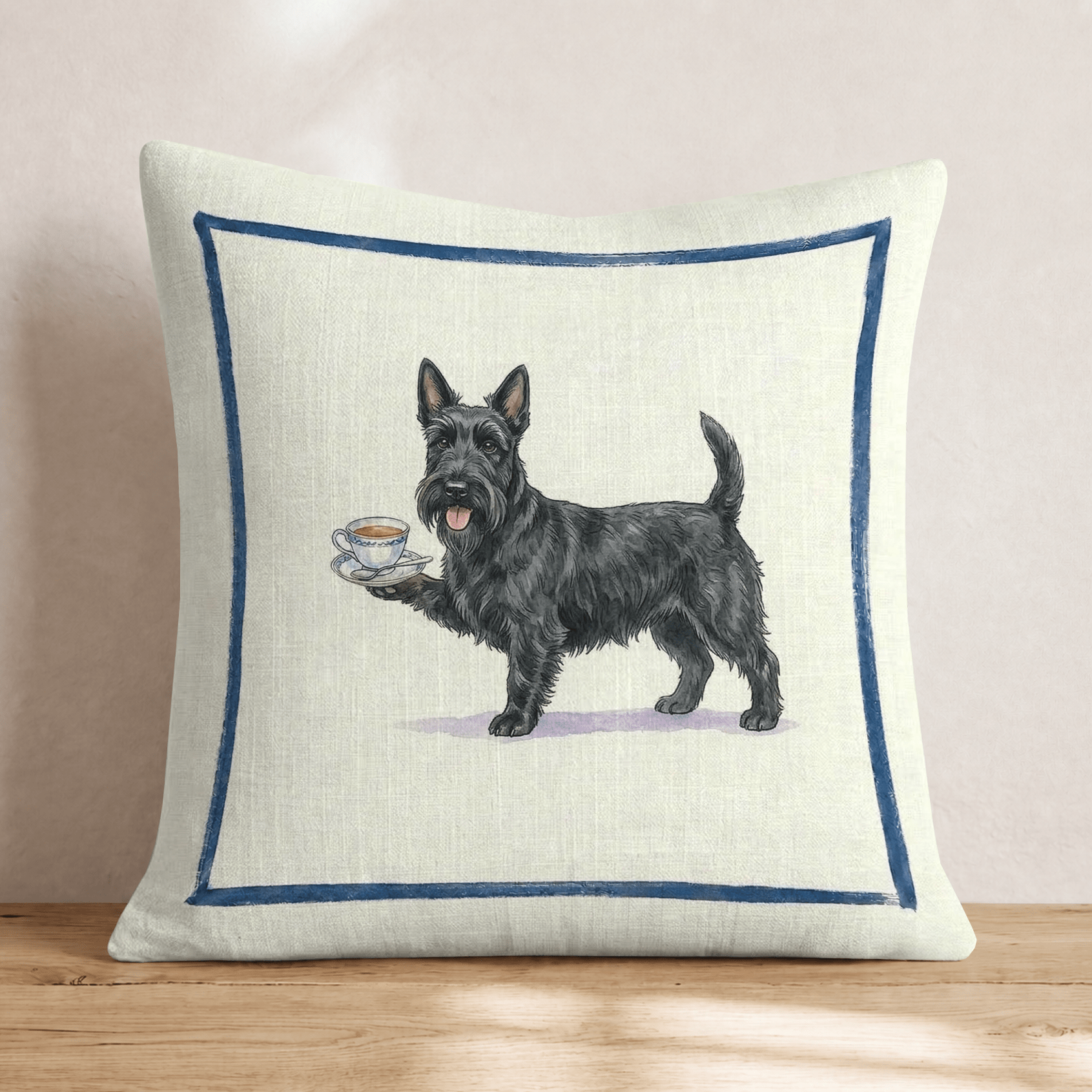 Tea Time Scottie Throw Pillow - Hillcroft Home