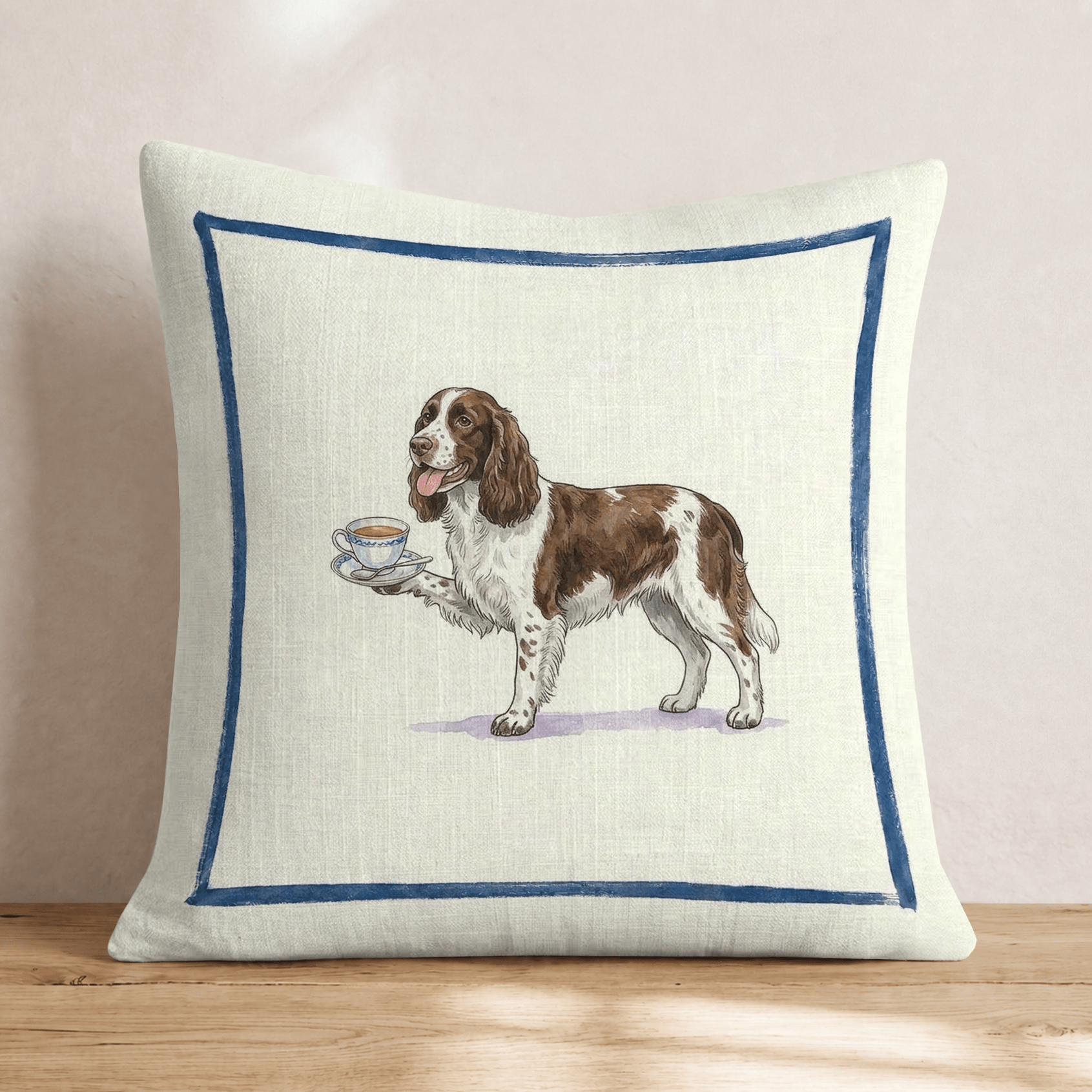 Tea Time Springer Spaniel Throw Pillow - Hillcroft Home