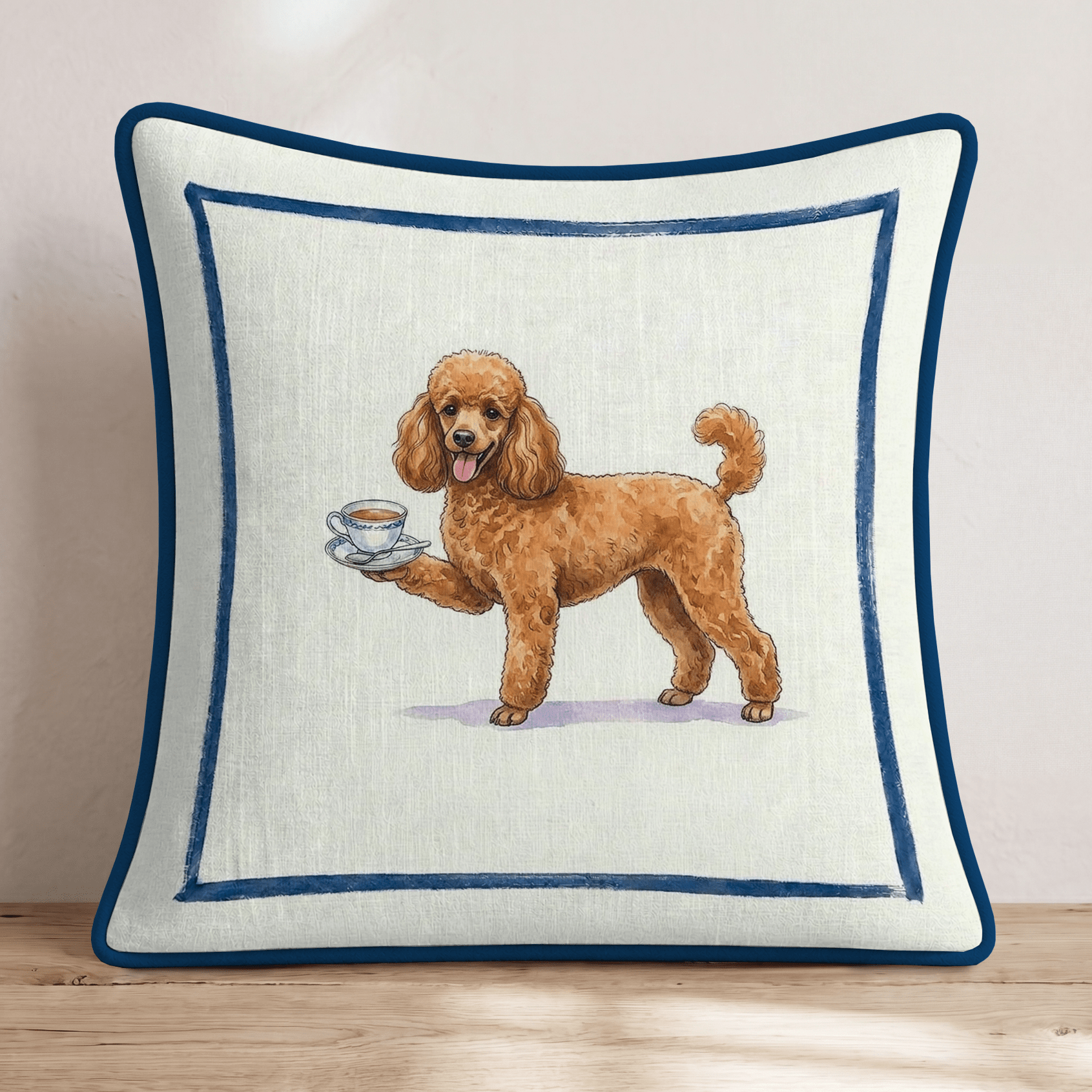 Tea Time Toy Poodle Throw Pillow - Hillcroft Home