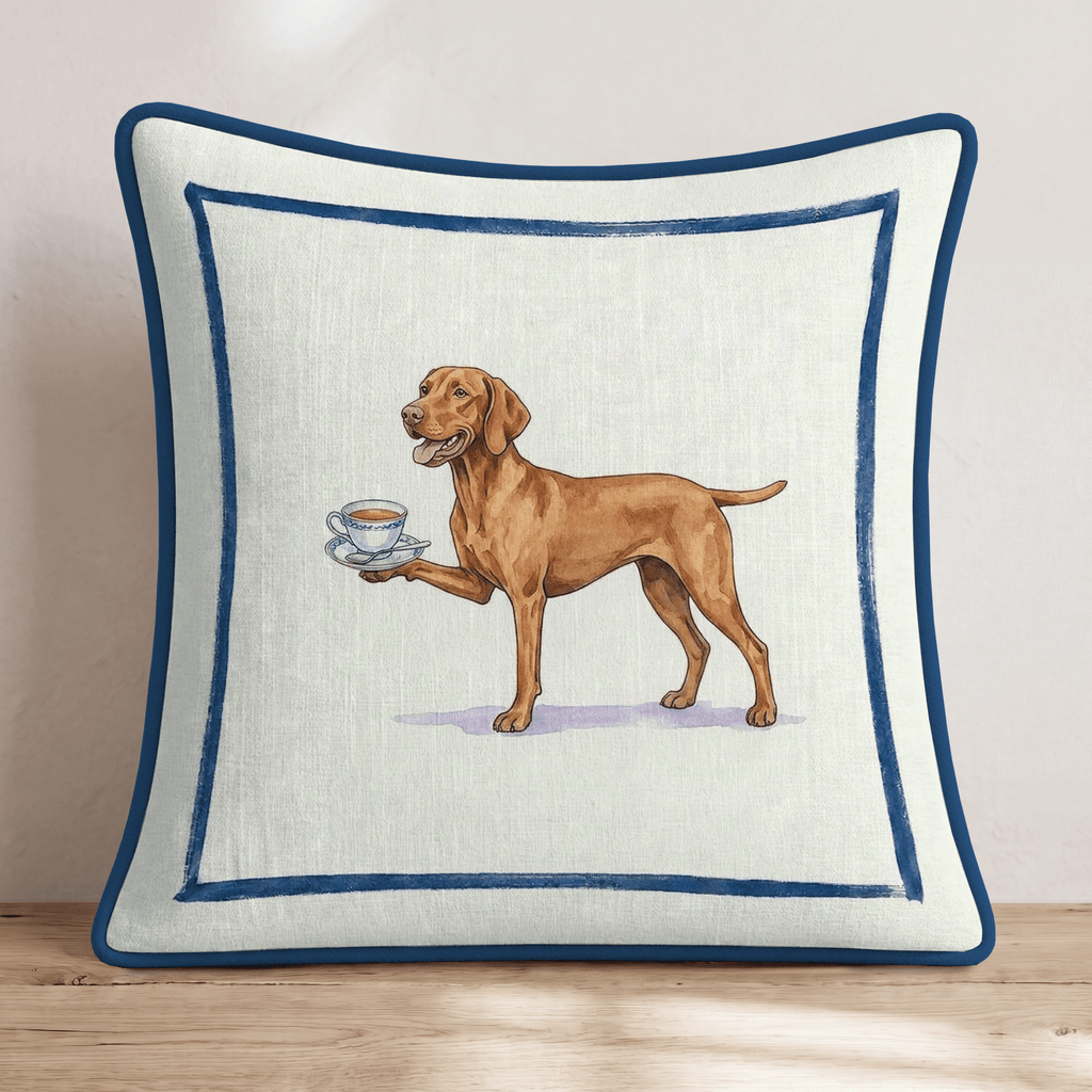 Tea Time Vizsla Throw Pillow - Hillcroft Home