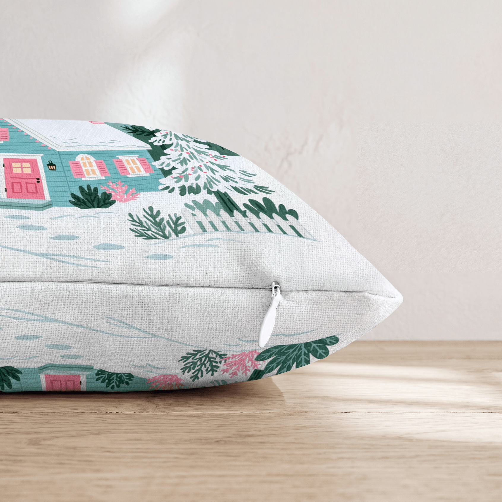 Teal Cabin Pink Dusk Throw Pillow - Hillcroft Home