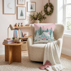 Teal Cabin Pink Dusk Throw Pillow throw pillow - Hillcroft Home