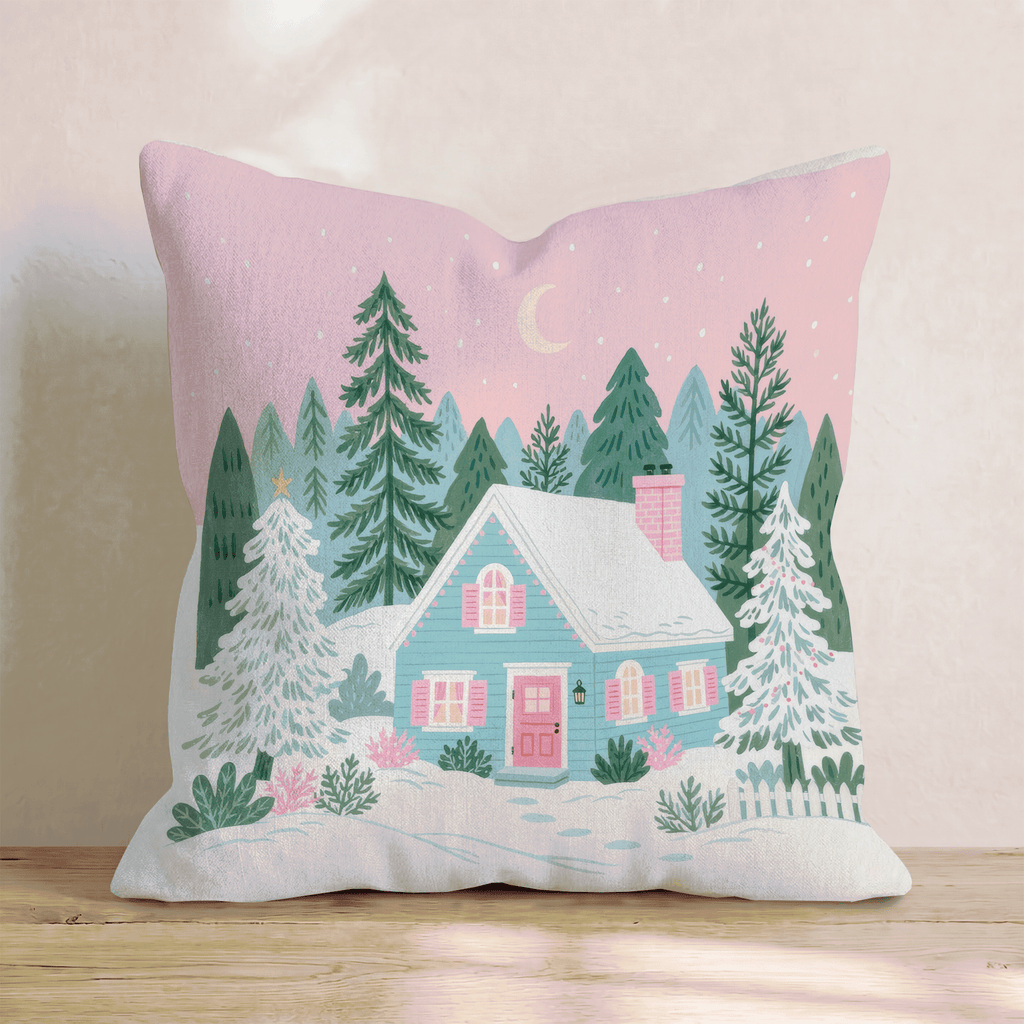 Teal Cabin Pink Dusk Throw Pillow - Hillcroft Home