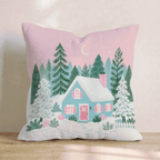 Teal Cabin Pink Dusk Throw Pillow - Hillcroft Home