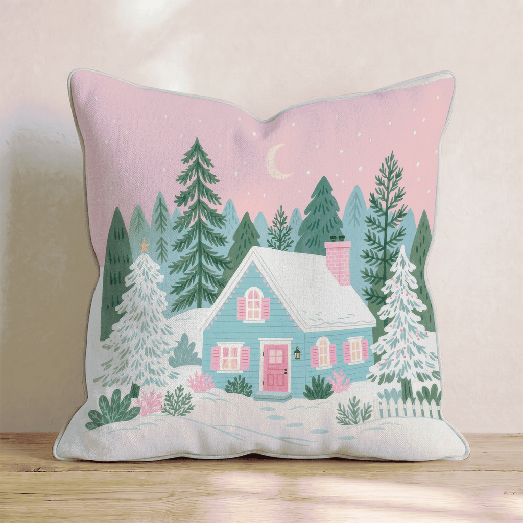 Teal Cabin Pink Dusk Throw Pillow - Hillcroft Home