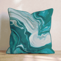Teal Marble Flow Throw Pillow - Hillcroft Home