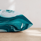 Teal Marble Flow Throw Pillow - Hillcroft Home