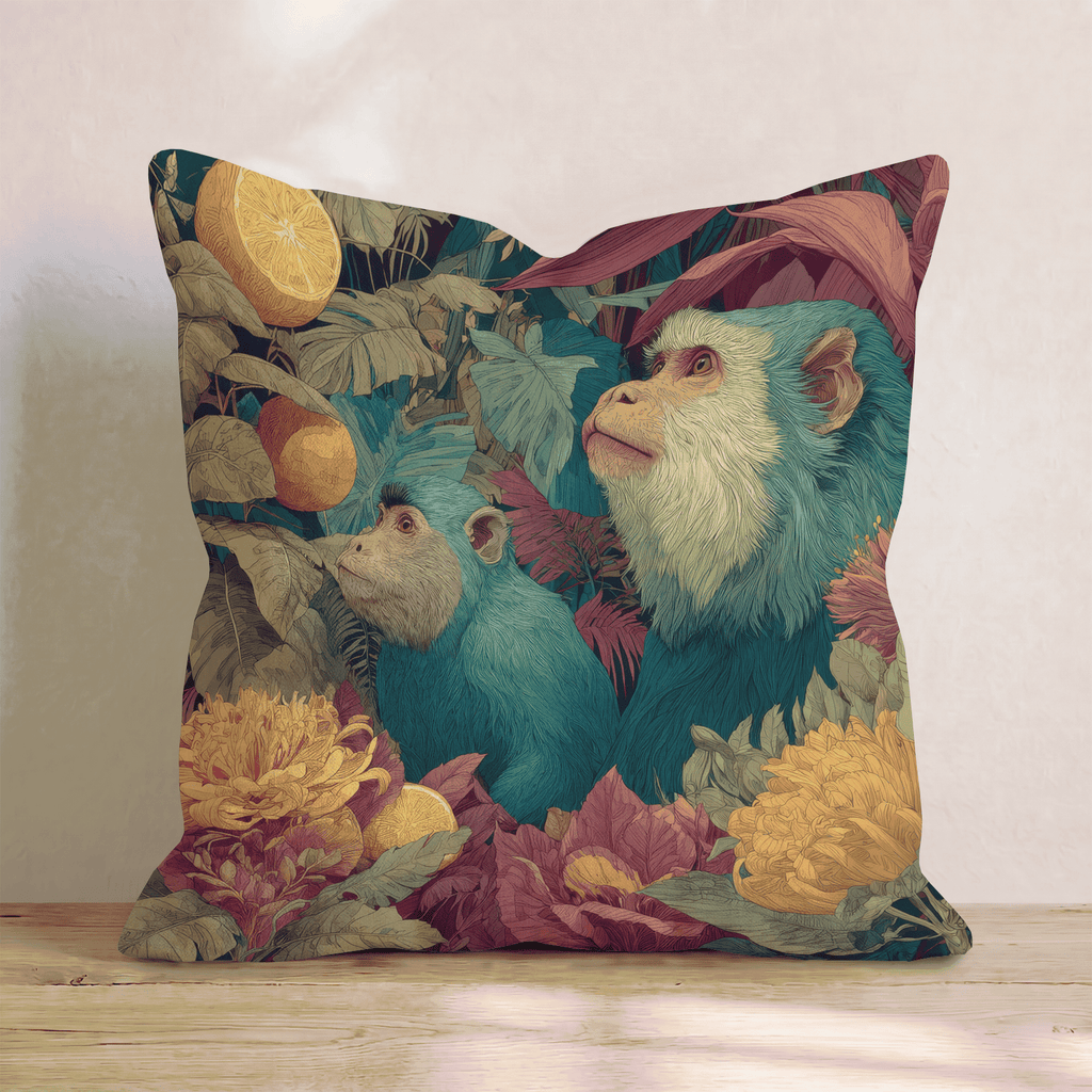 Teal Monkey Bloom Throw Pillow - Hillcroft Home
