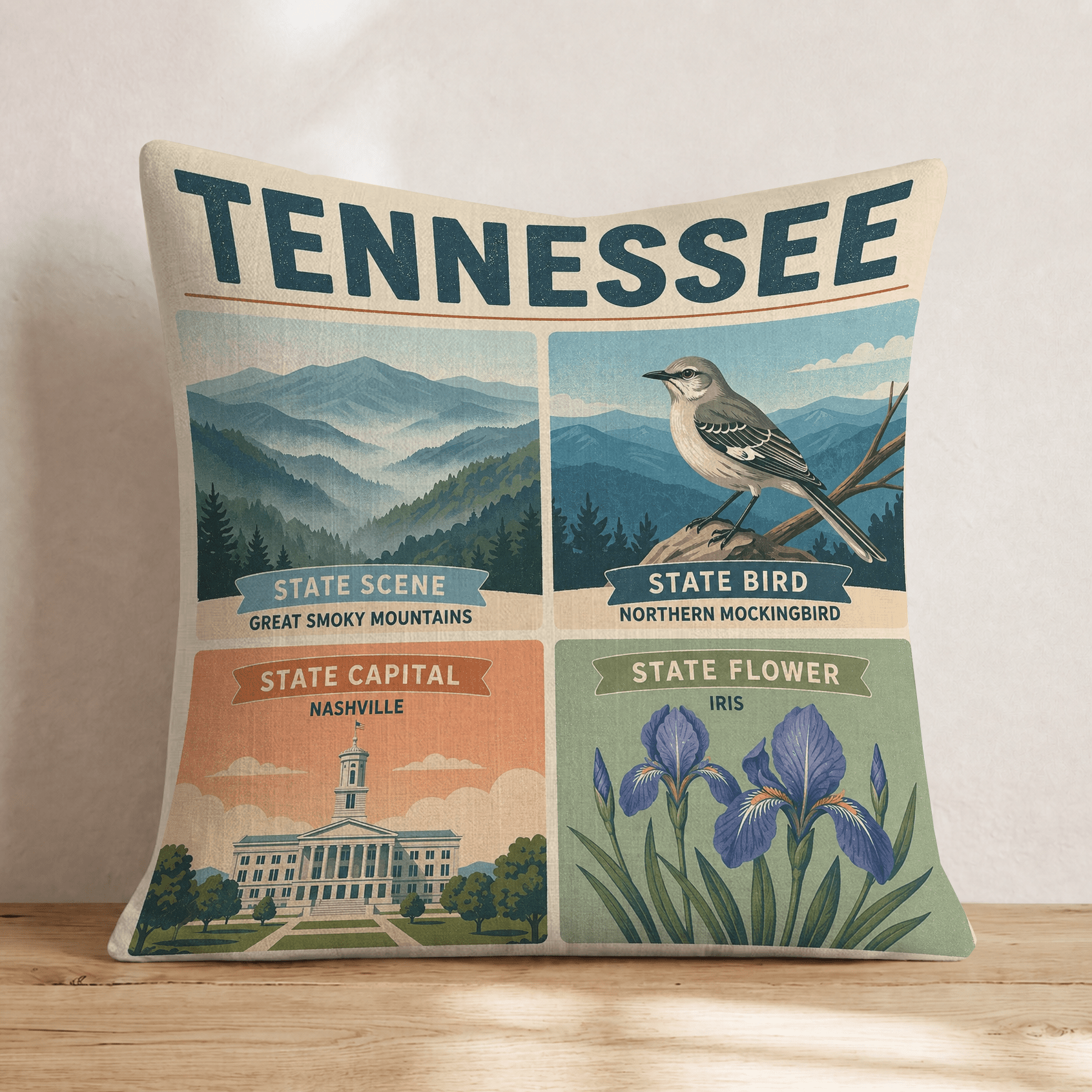 Tennessee State Symbol Throw Pillow - Hillcroft Home