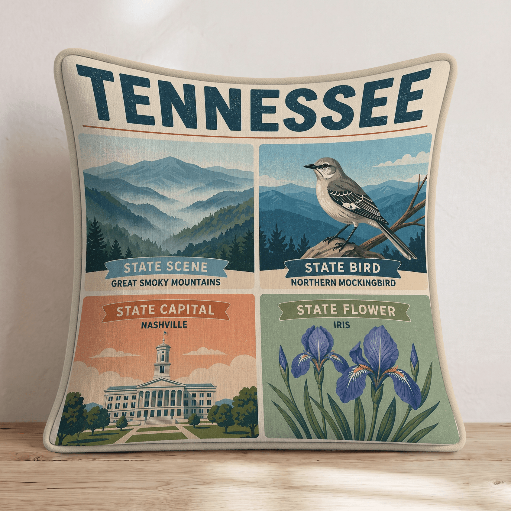 Tennessee State Symbol Throw Pillow - Hillcroft Home