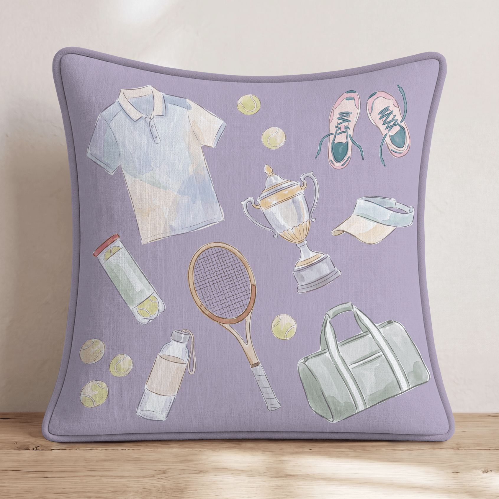 Tennis Essentials Throw Pillow - Hillcroft Home