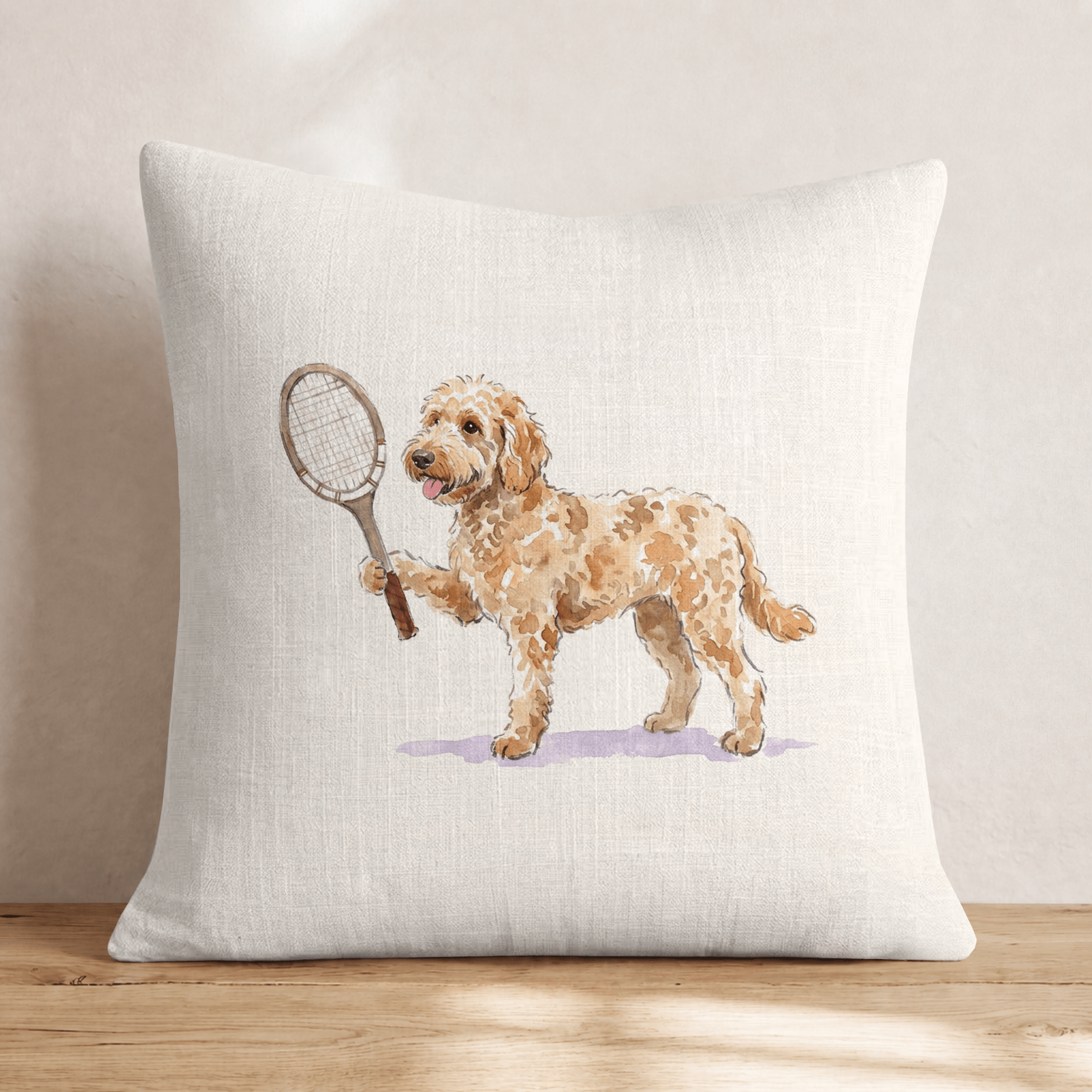 Tennis Goldendoodle Throw Pillow - Hillcroft Home