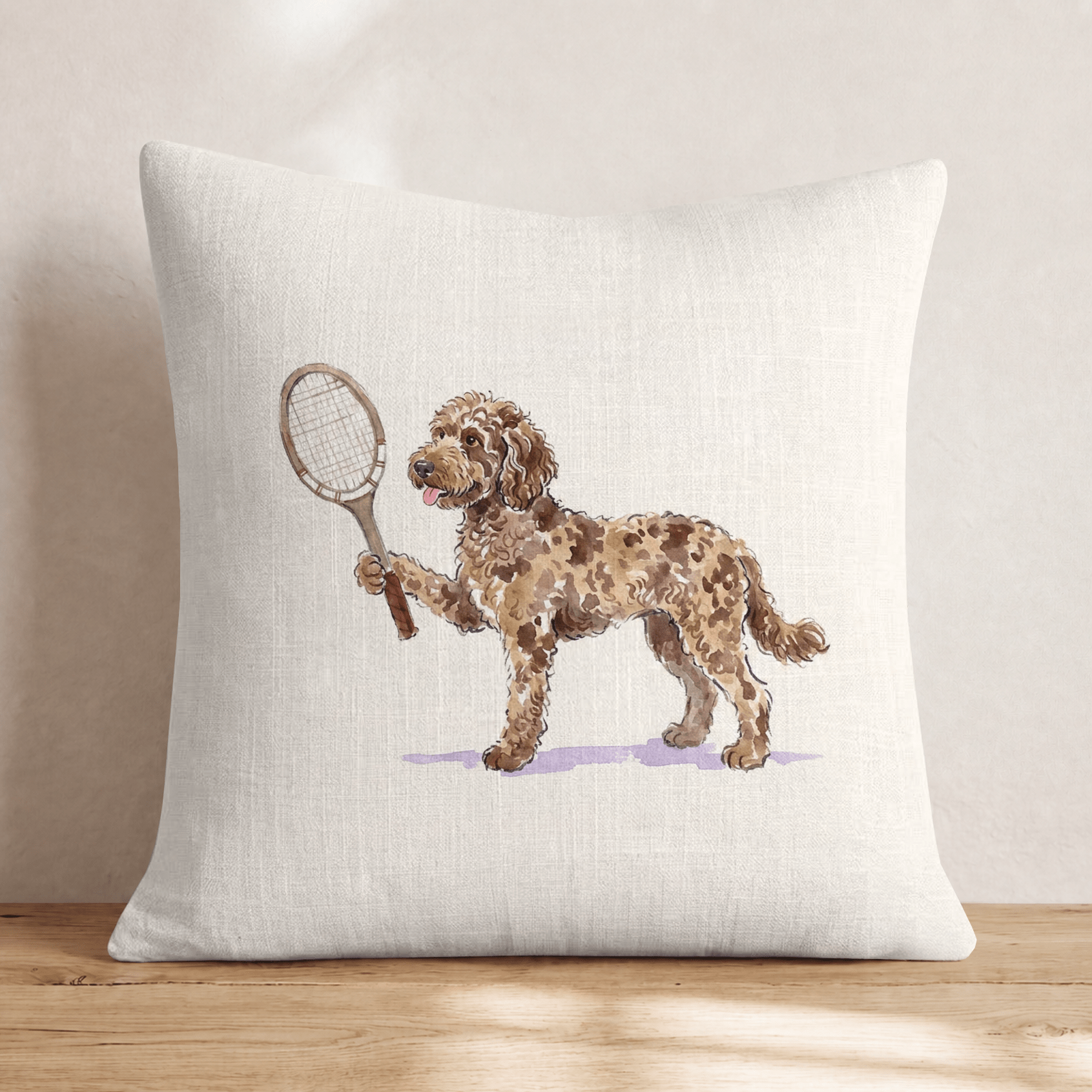 Tennis Labradoodle Throw Pillow - Hillcroft Home