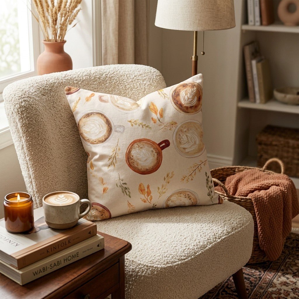 Terracotta Latte Art Throw Pillow - Hillcroft Home