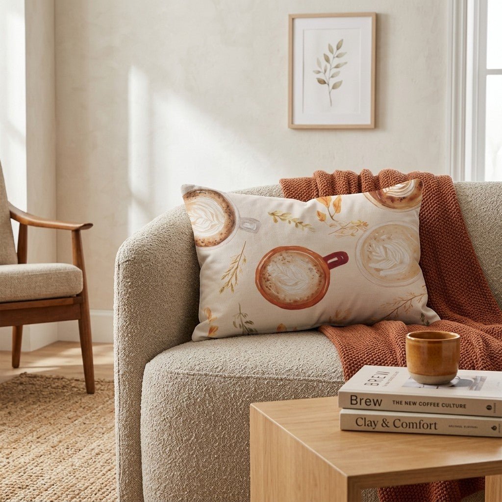 Terracotta Latte Art Throw Pillow - Hillcroft Home