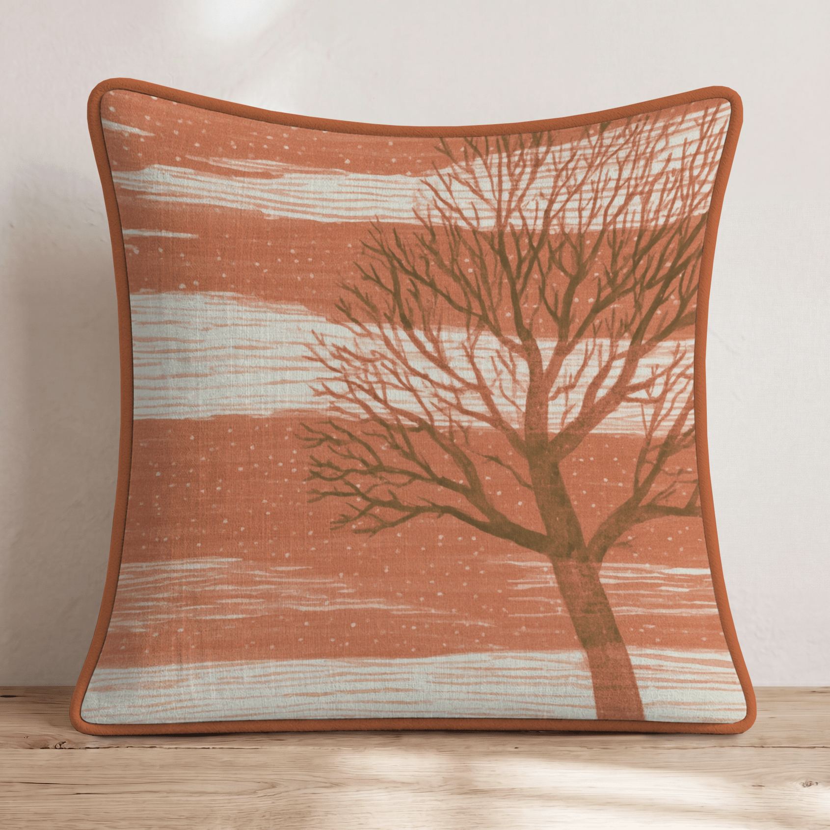 Terracotta Sunset Tree Throw Pillow - Hillcroft Home