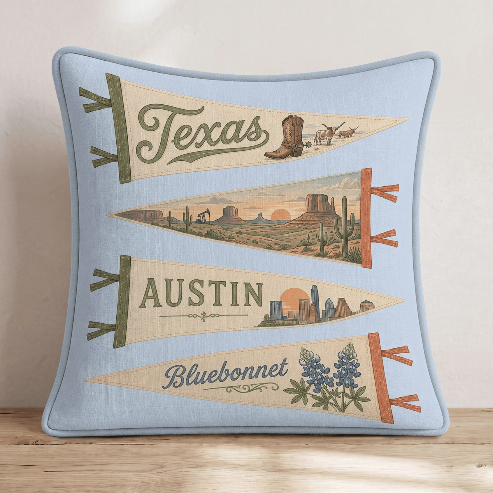 Texas Pennant Throw Pillow - Hillcroft Home