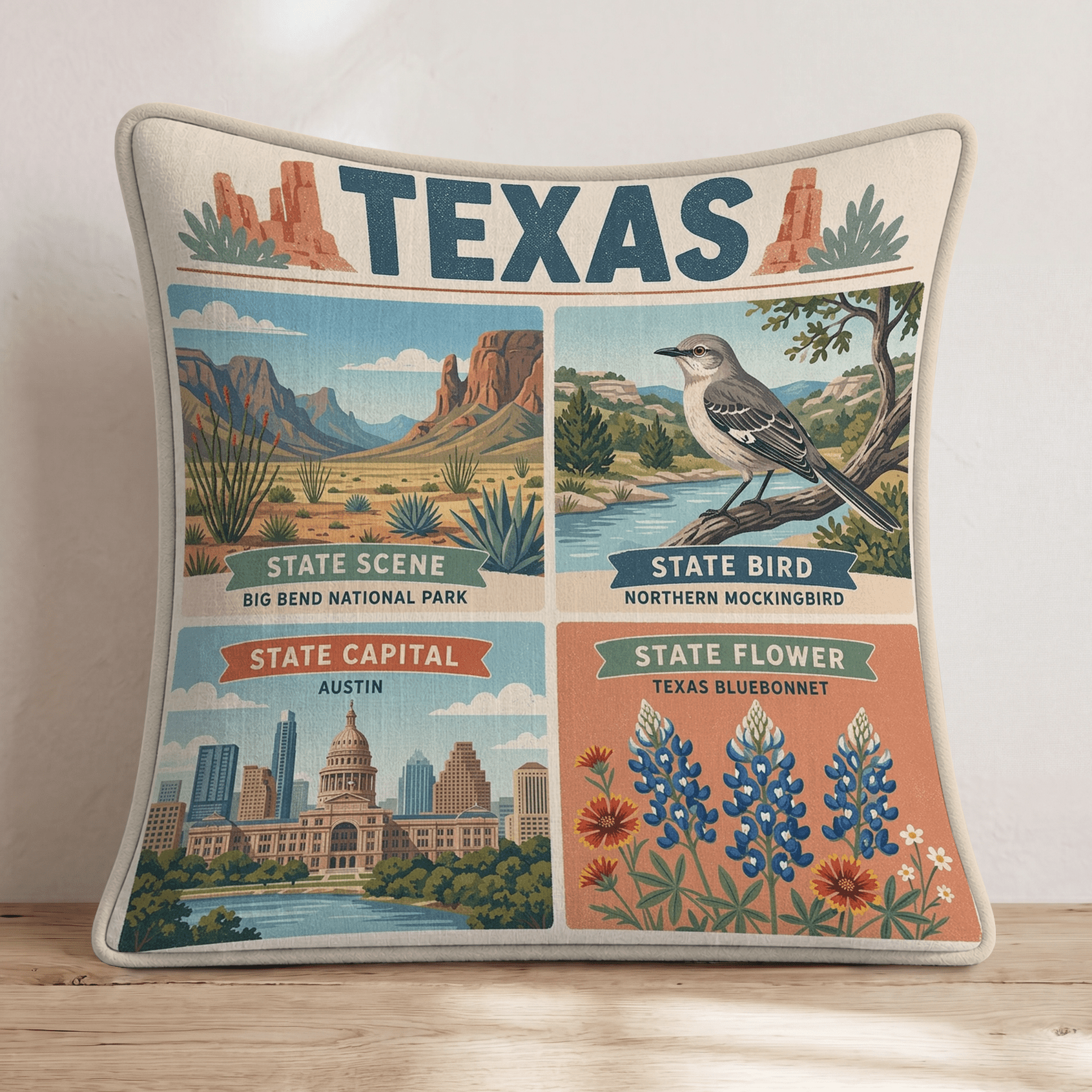 Texas State Symbol Throw Pillow - Hillcroft Home