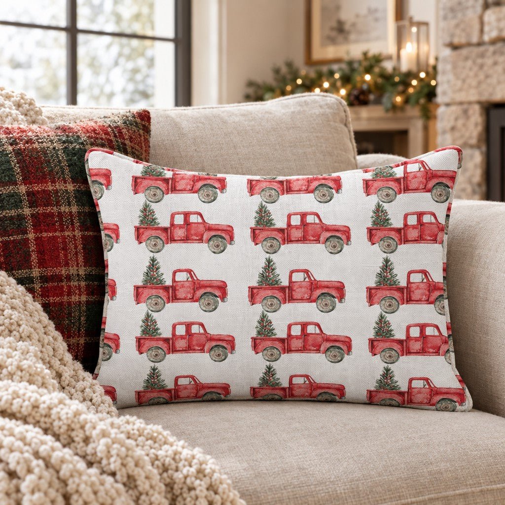 The Classic Red Truck Throw Pillow throw pillow - Hillcroft Home