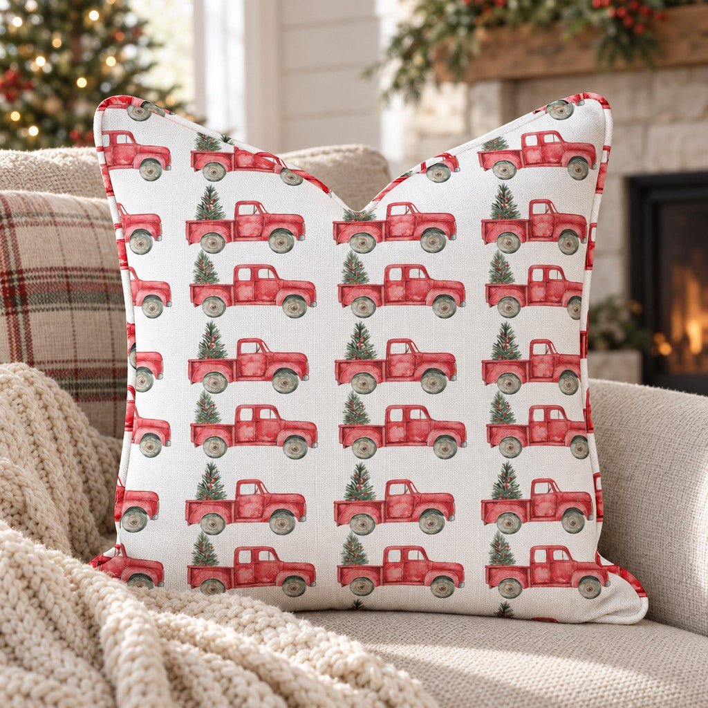 The Classic Red Truck Throw Pillow throw pillow - Hillcroft Home