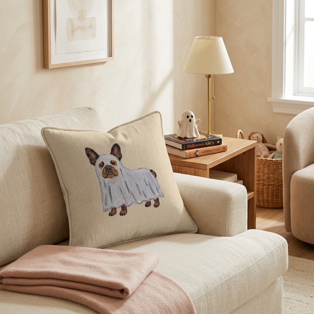 The Little Ghost French Bulldog Throw Pillow - Hillcroft Home