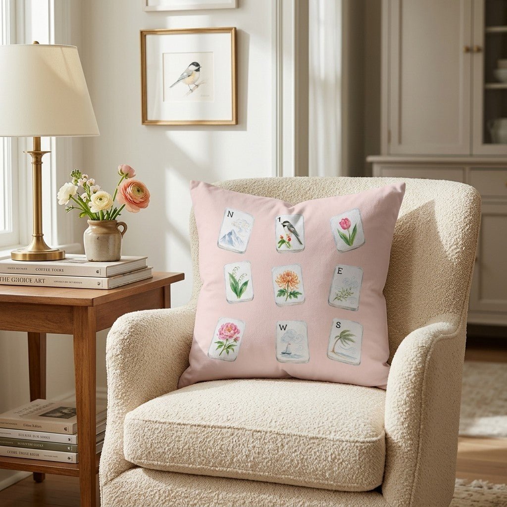 The Mahjong Tiles Throw Pillow - Hillcroft Home