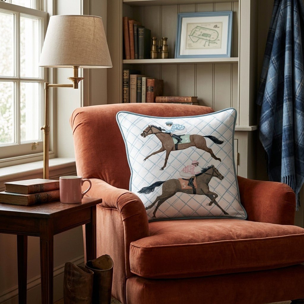 The Races Throw Pillow - Hillcroft Home