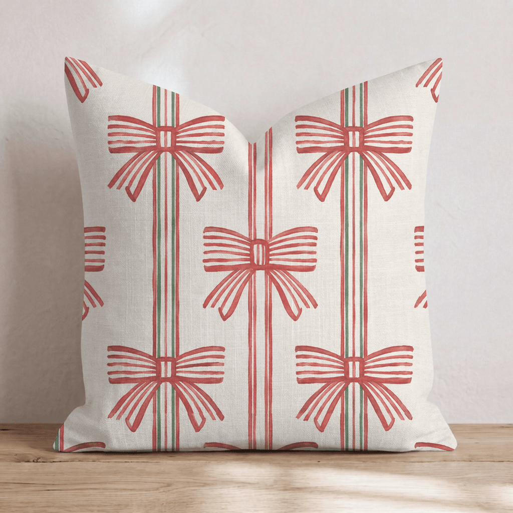 Ticking Bow Throw Pillow throw pillow - Hillcroft Home
