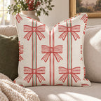 Ticking Bow Throw Pillow throw pillow - Hillcroft Home