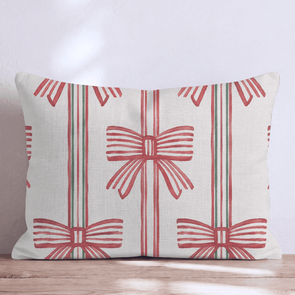 Ticking Bow Throw Pillow throw pillow - Hillcroft Home