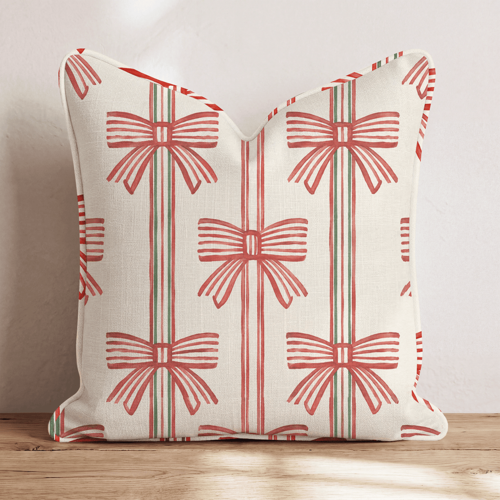 Ticking Bow Throw Pillow throw pillow - Hillcroft Home