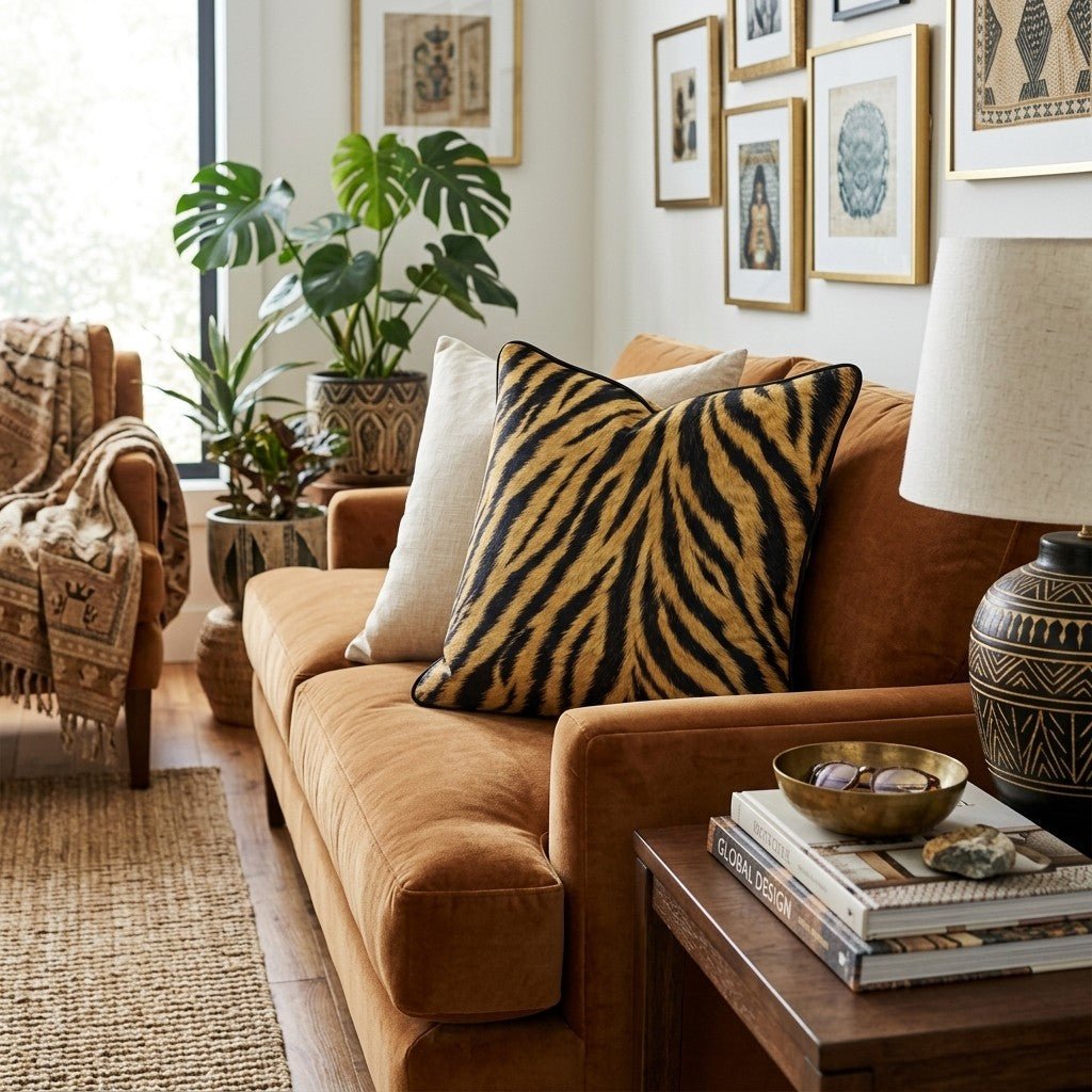Tiger Fur Texture Throw Pillow - Hillcroft Home