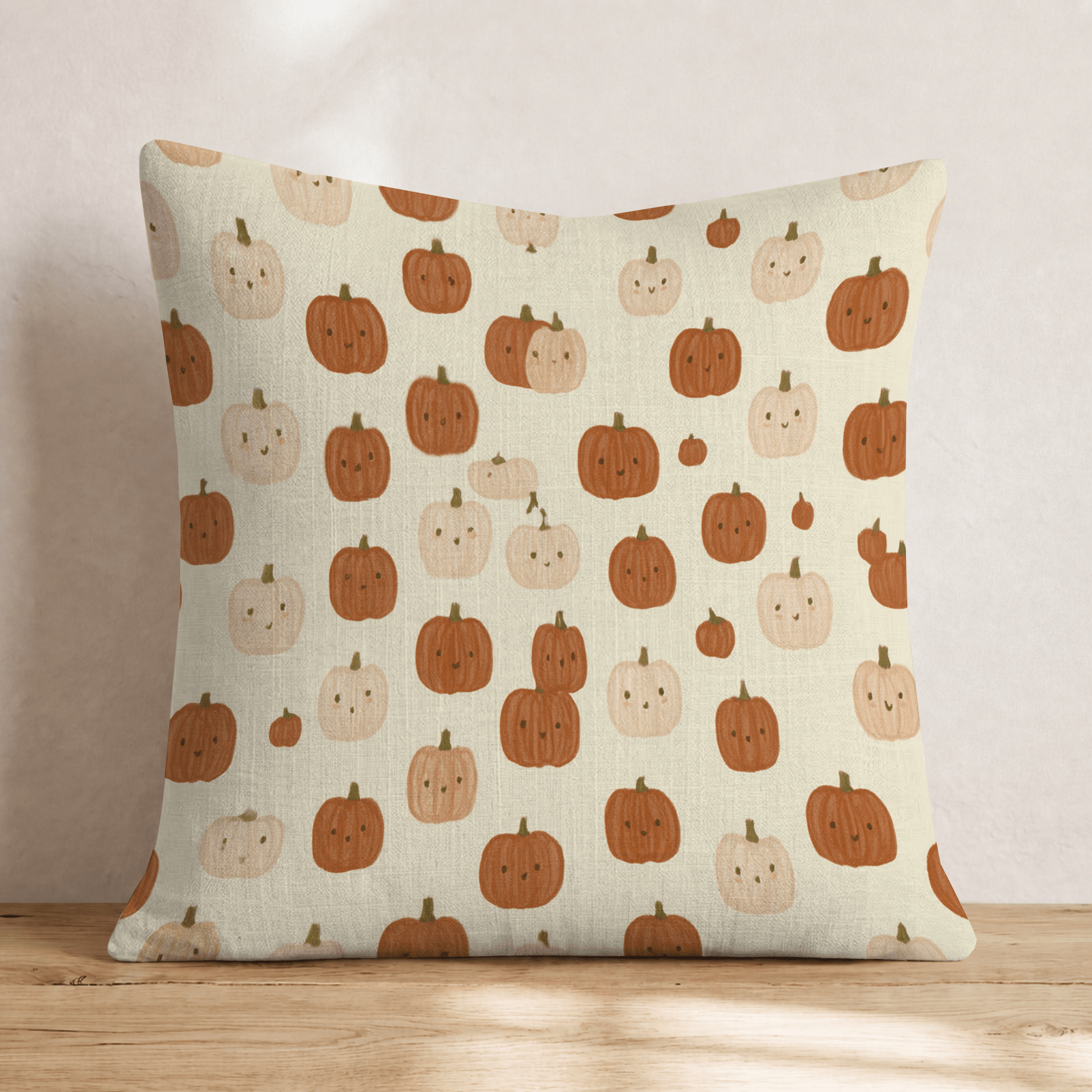 Tiny Friendly Pumpkin Tile Throw Pillow - Hillcroft Home