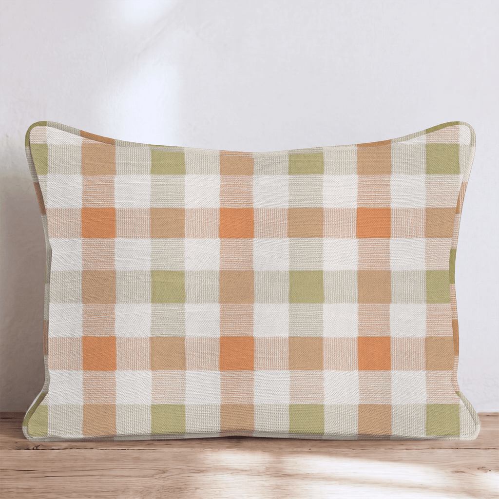 Toffee Gingham Throw Pillow - Hillcroft Home