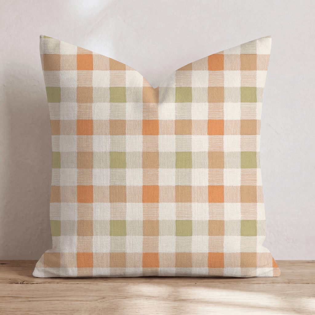 Toffee Gingham Throw Pillow - Hillcroft Home