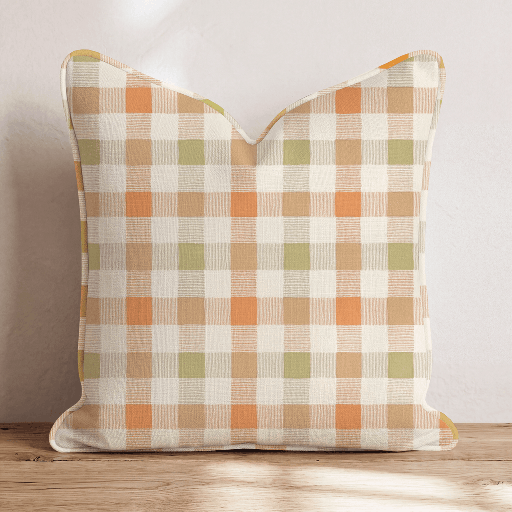 Toffee Gingham Throw Pillow - Hillcroft Home
