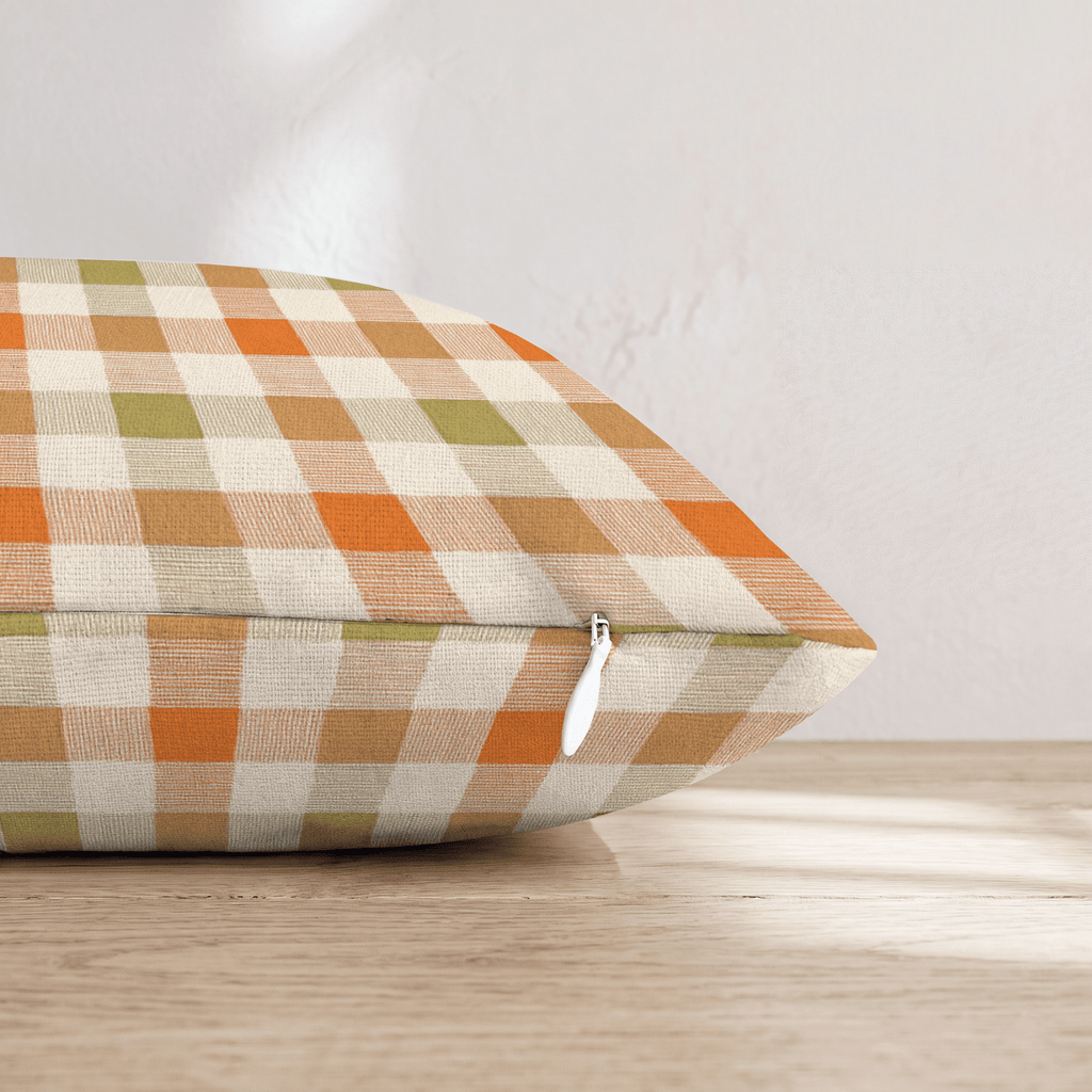 Toffee Gingham Throw Pillow - Hillcroft Home