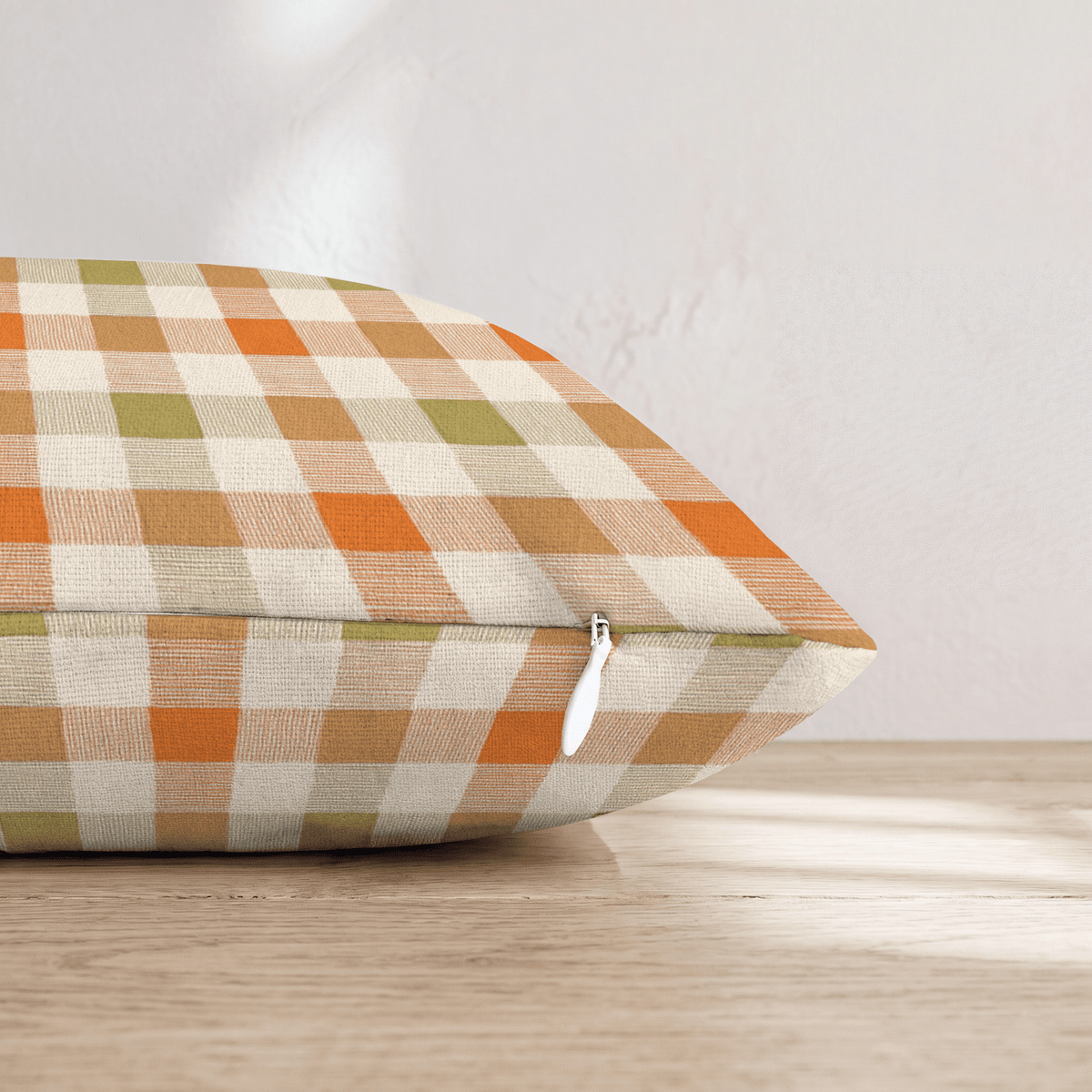 Toffee Gingham Throw Pillow - Hillcroft Home