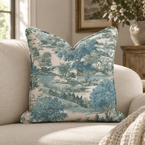 Toile de Jouy Throw Pillow throw pillow - Hillcroft Home