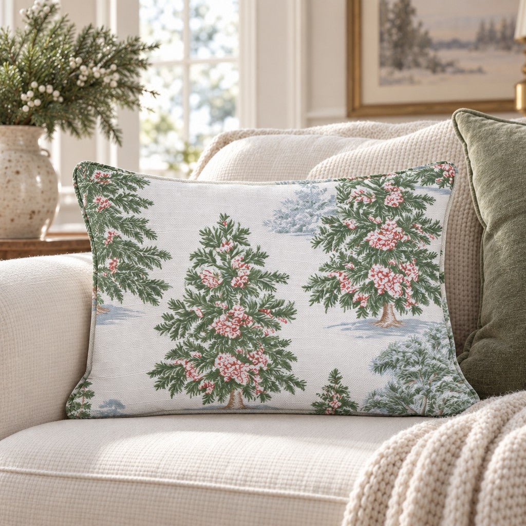 Toile Tannenbaum Throw Pillow throw pillow - Hillcroft Home