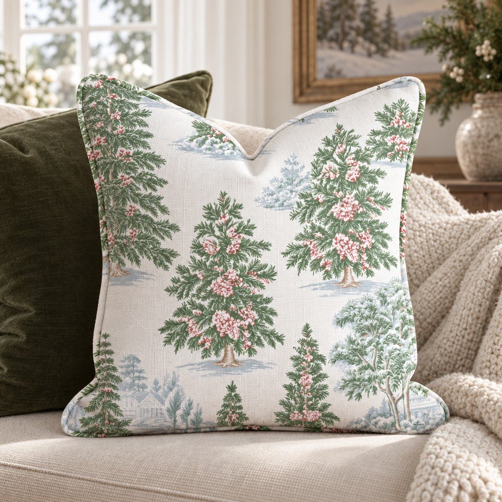 Toile Tannenbaum Throw Pillow throw pillow - Hillcroft Home