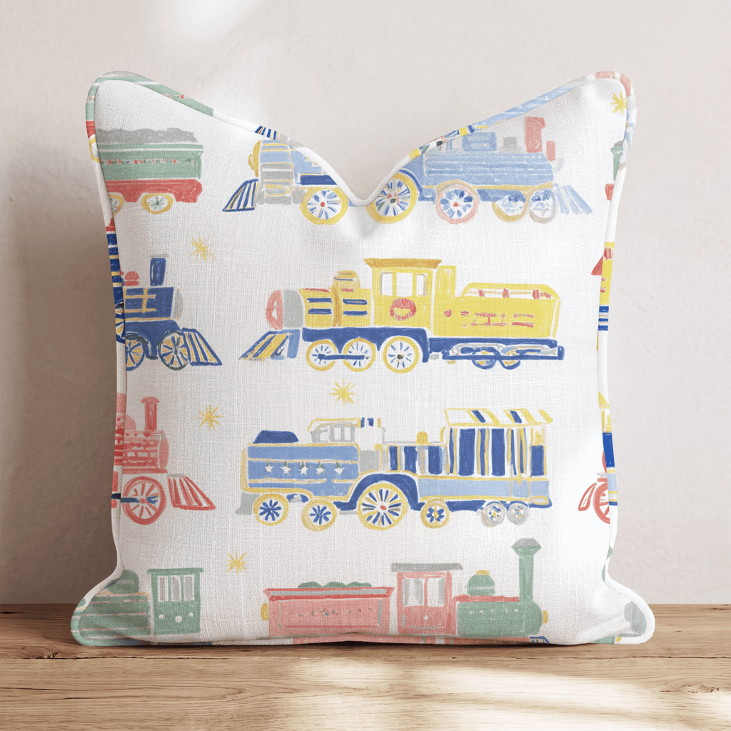 Toy Trains Throw Pillow - Hillcroft Home