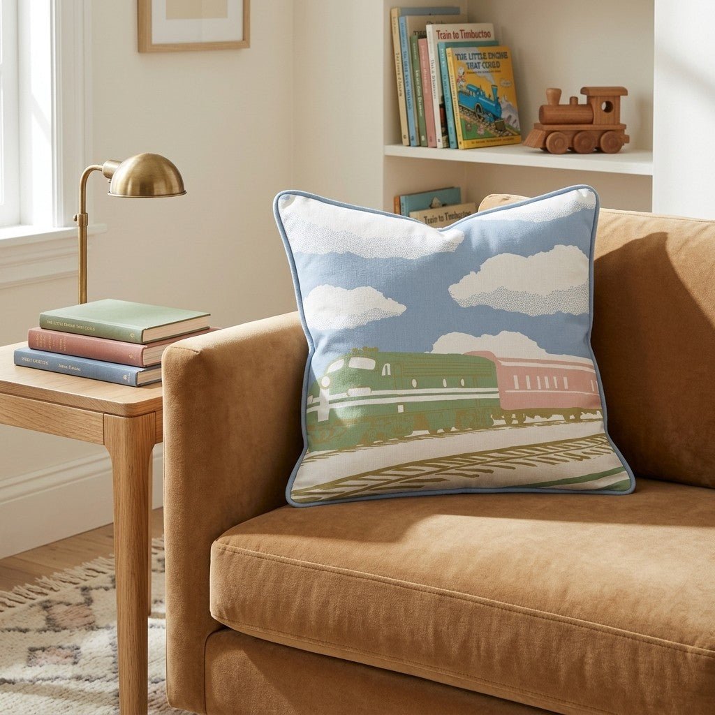 Train Ride Throw Pillow - Hillcroft Home