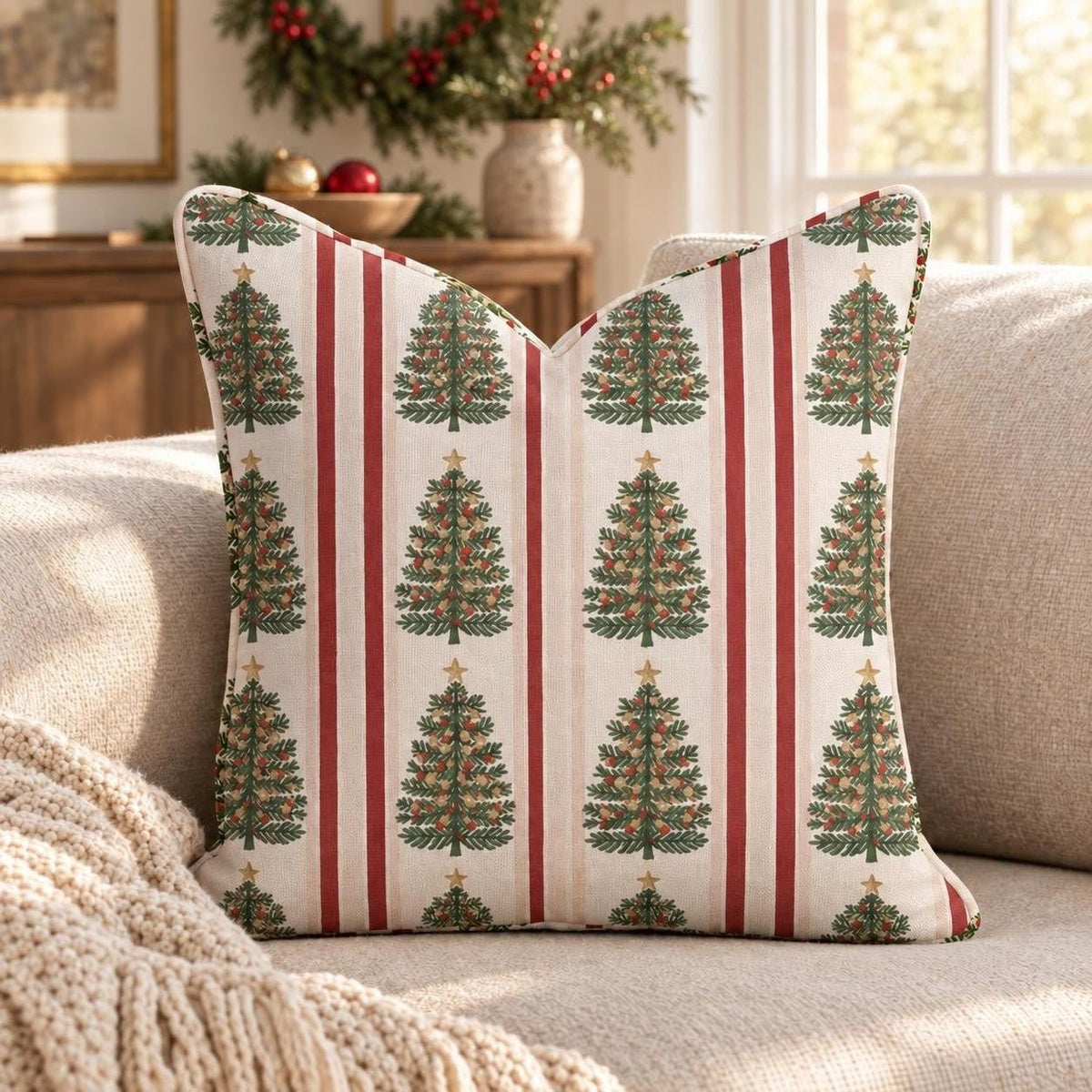 Tree-mendous Stripe Throw Pillow throw pillow - Hillcroft Home