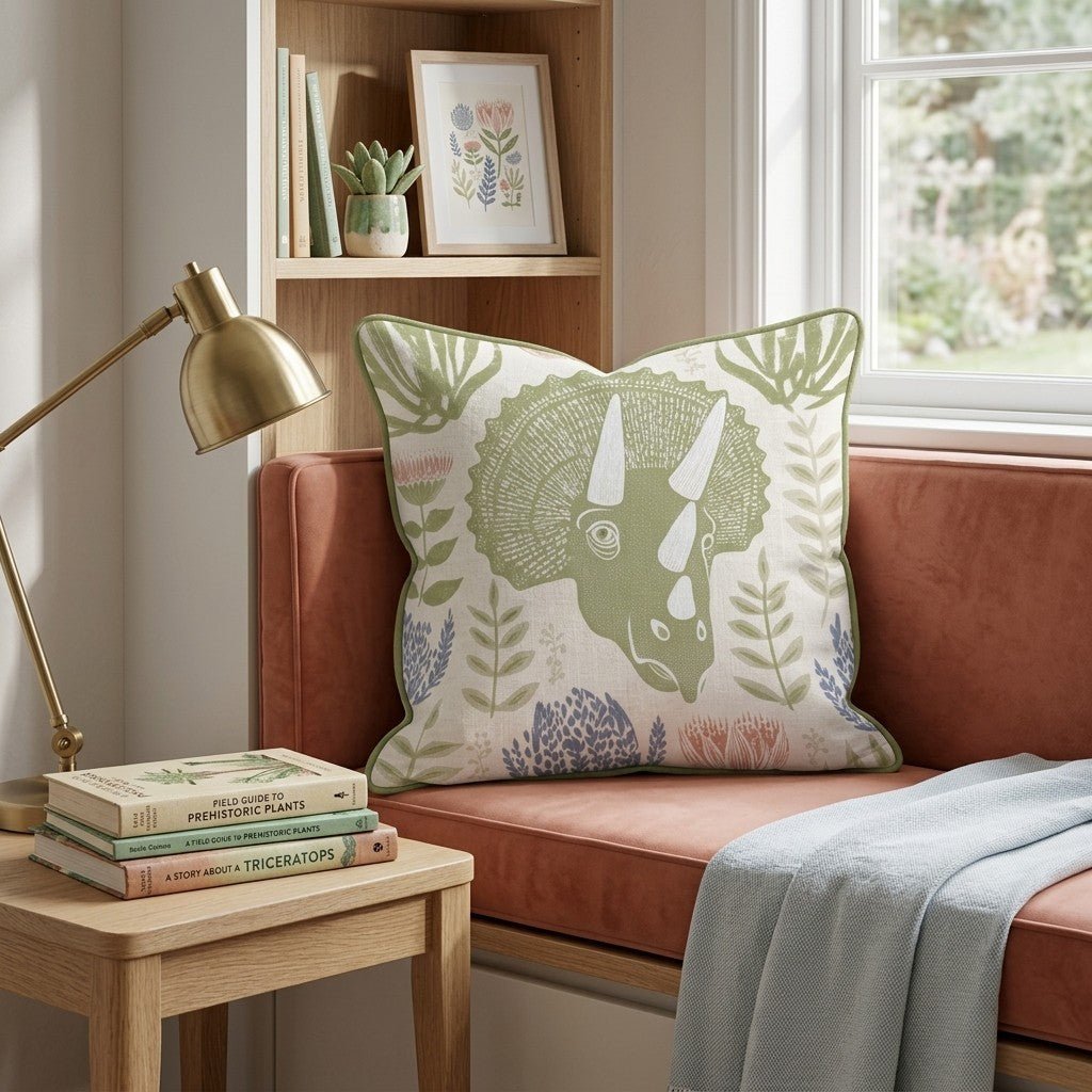 Triceratops Portrair Throw Pillow - Hillcroft Home