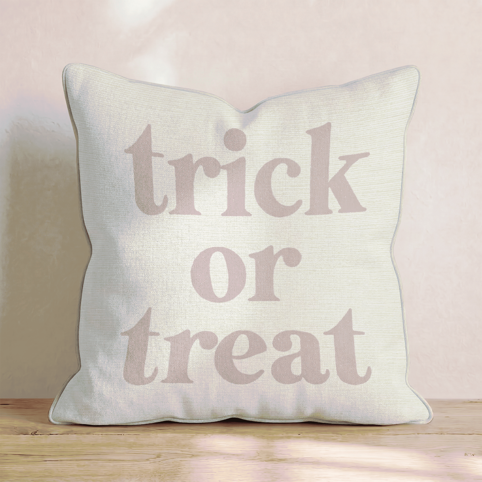 Trick Or Treat Blush Throw Pillow - Hillcroft Home