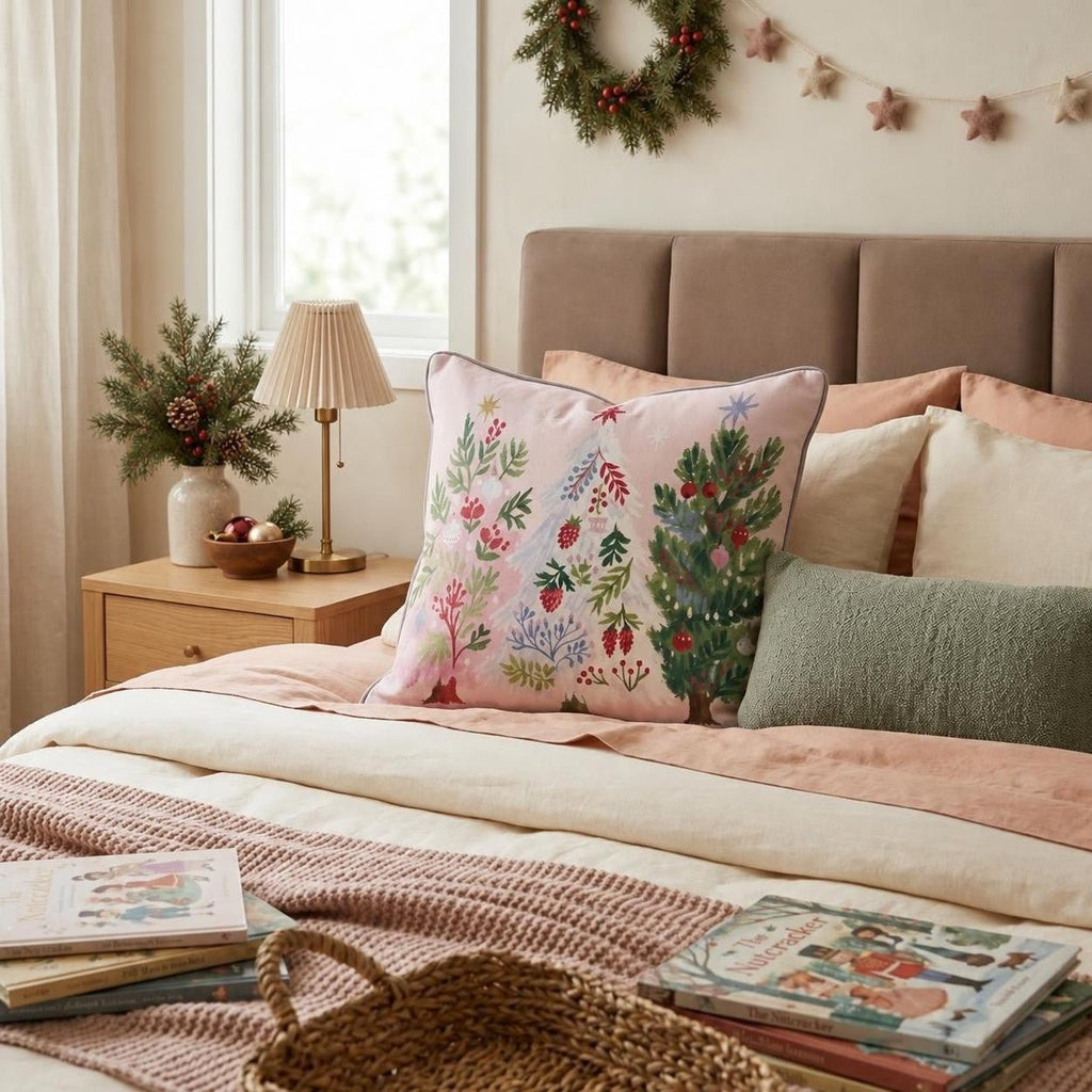 Trio of Trimmed Firs Throw Pillow throw pillow - Hillcroft Home