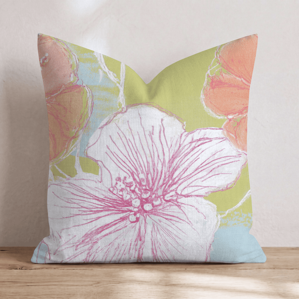 Tropical Flowers in Summertime Throw Pillow - Hillcroft Home