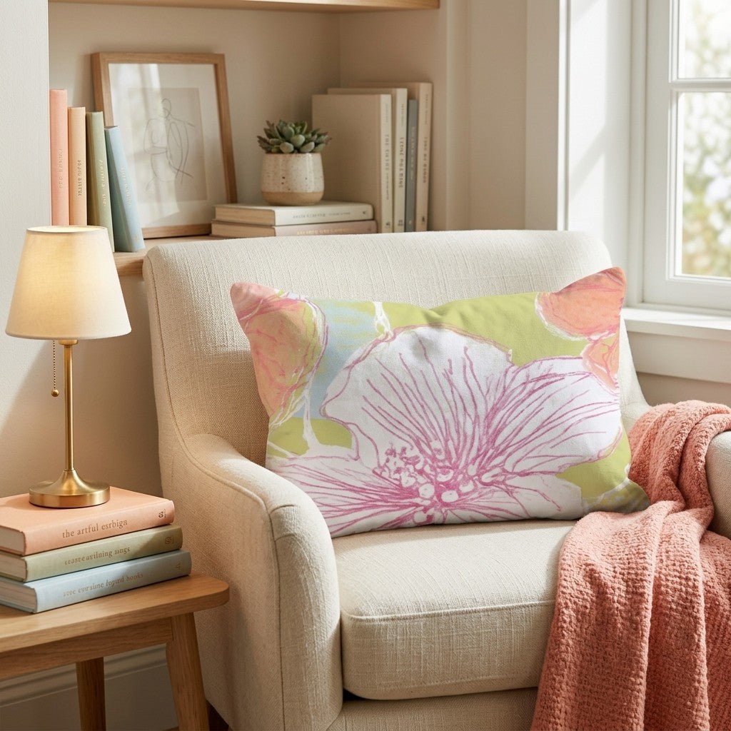 Tropical Flowers in Summertime Throw Pillow - Hillcroft Home